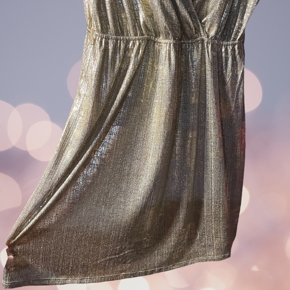 ESPRESSO | 3X | Gold Faux Wrap Cocktail Party Dress NWT - Picture 4 of 5